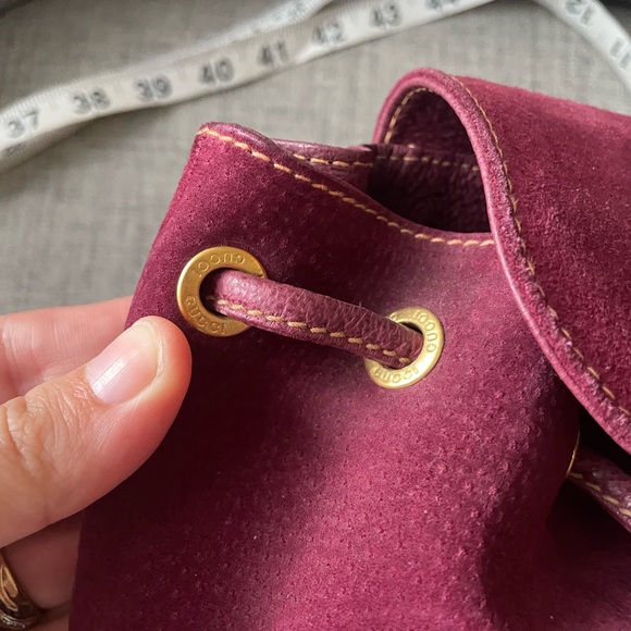 Gucci mini bamboo suede backpack 🩷 burgundy - Picture 6 of 11